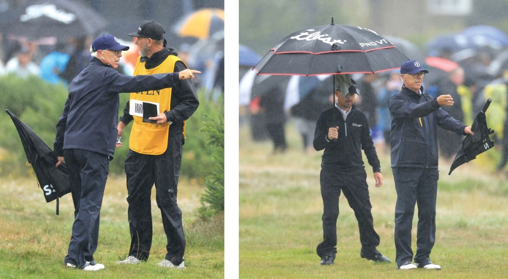 Helping Brian Harman at Hoylake in the 2023 Open final round. Photos courtesy of Dave Cannon.