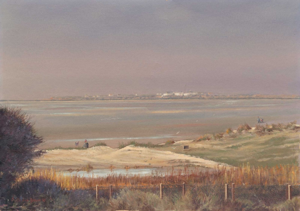 Hilbre painted from the Hoylake links and on show in the clubhouse