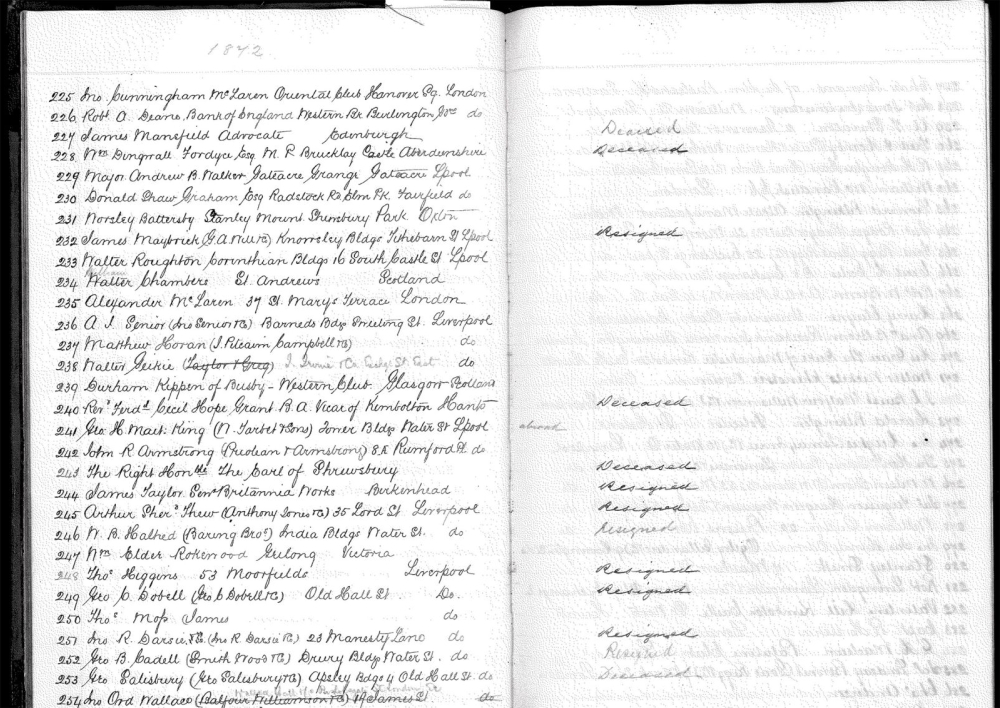 James Maybrick, number 232, in the 1872 list of members of the Royal Liverpool Golf Club