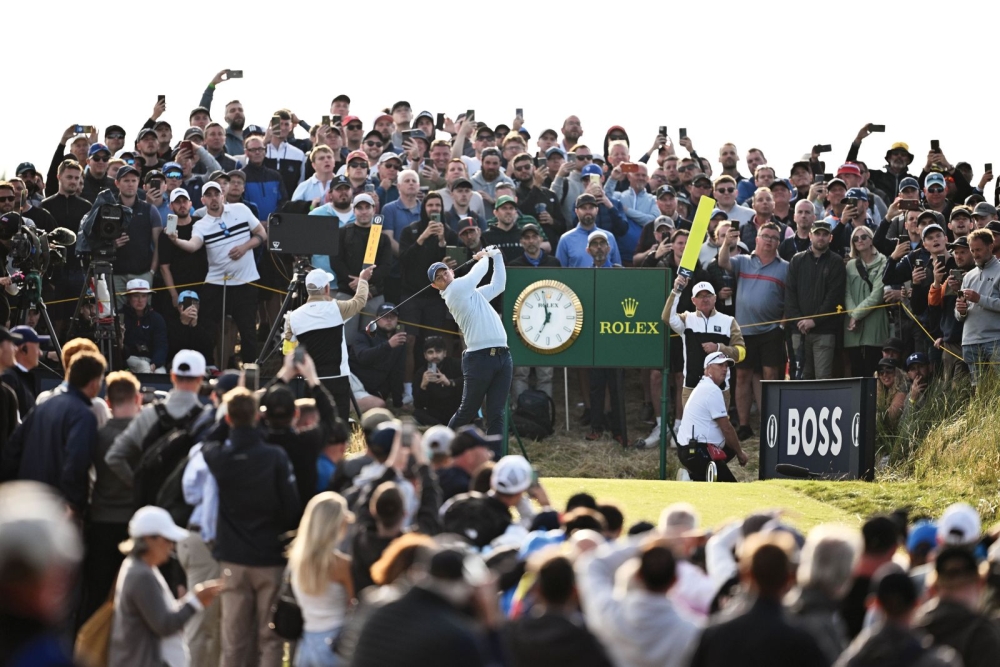 A crowd of adoring fans gathered on the hill behind the 14th tee - one of the highest points on the course - to see Rory drive. He would eventually finish Day One with a level par 71 - five shots behind the 2023 Amateur Champion Christo Lamprecht of South Africa.